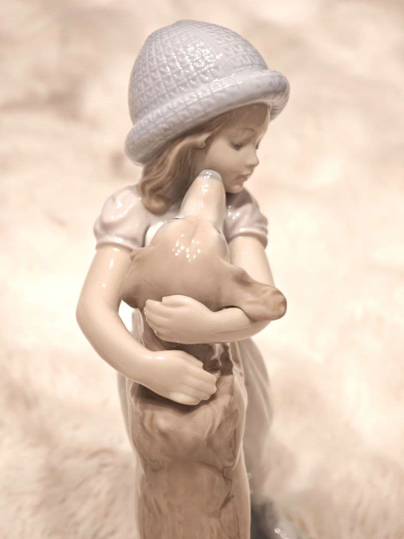 極美 LLADRO リヤドロ 待ってたよ! 犬と少女 西洋陶磁 陶芸2001年