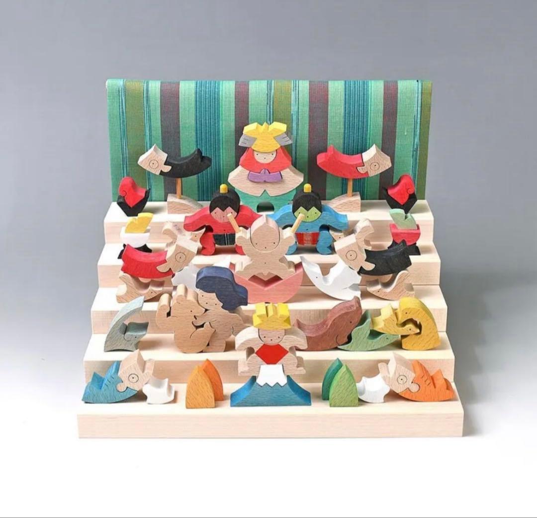 小黒三郎 里山円武者五段飾り（普通垂幕/緑）五月人形 組み木 KK246