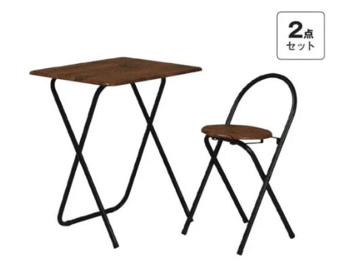 フォールディングテーブルセット　折りたたみテーブルと椅子の2点セット　弘益