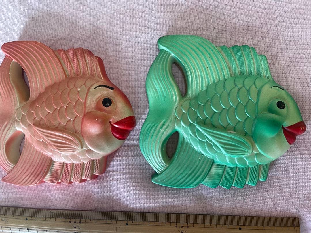 ミラースタジオ社　ミッドセンチュリー　アメリカン　石膏壁飾り　夫婦仲金魚2匹