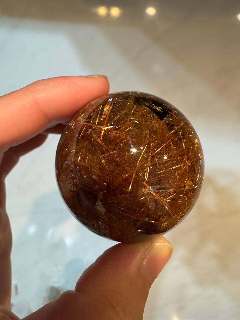 【極美品】トルマリンルチル 丸玉 天然石