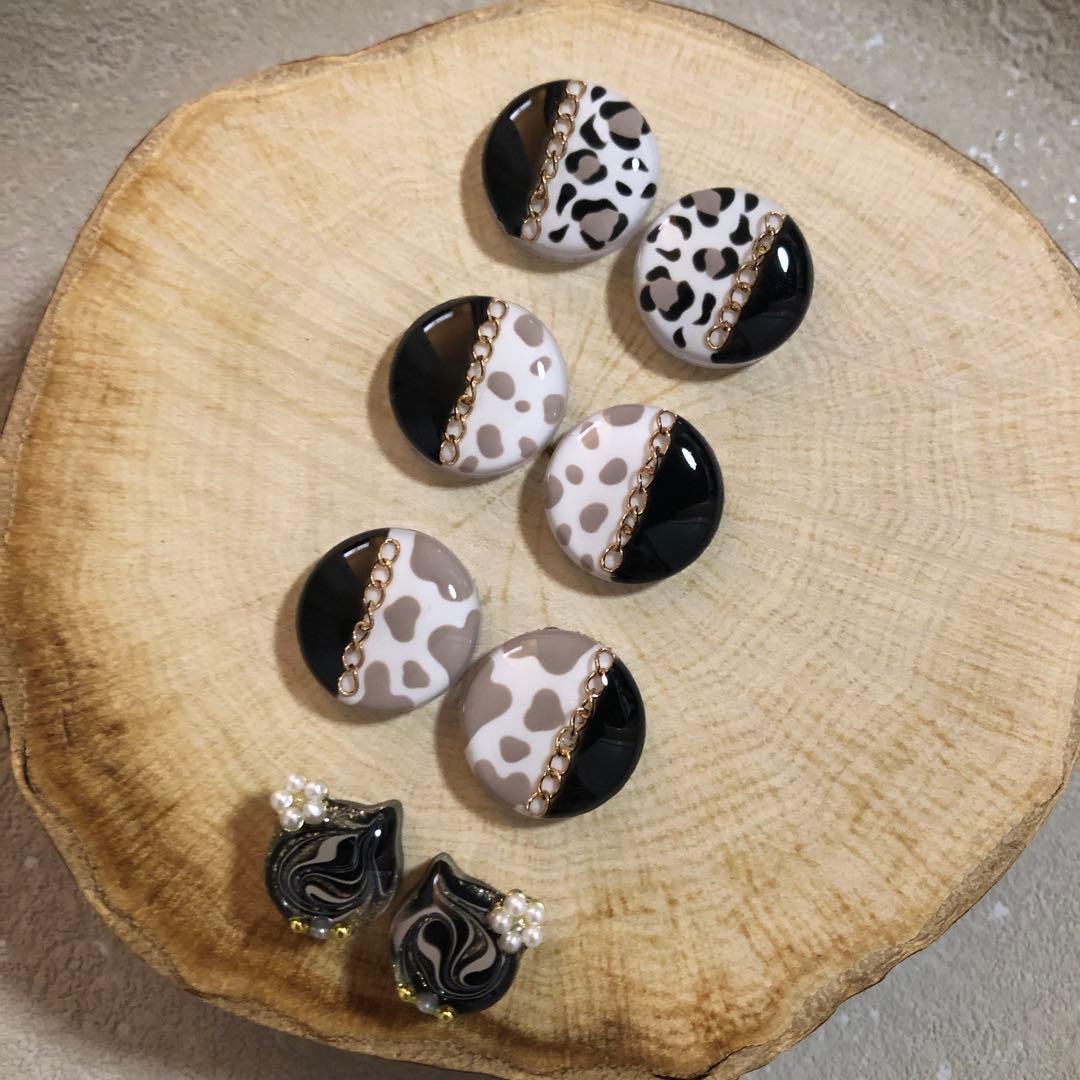 R-650 ✴︎レジンカボション✴︎アニマル柄&マーブルねこ型⁎⁺♡