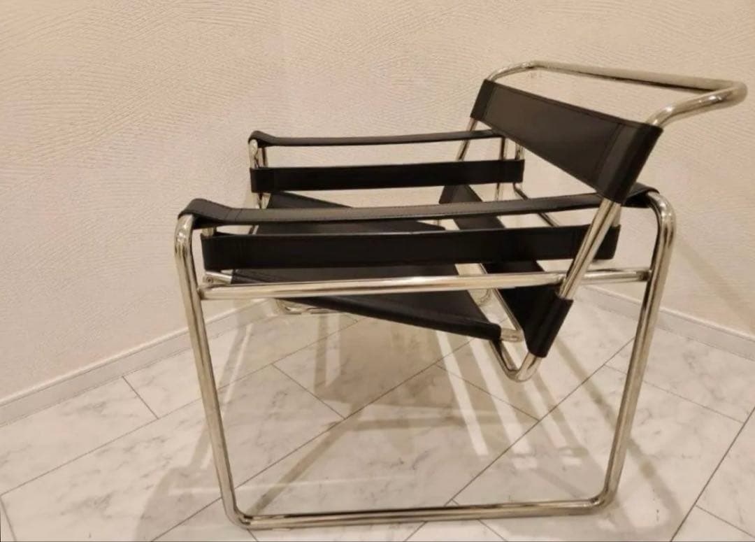 【極美品】マルセル・ブロイヤー/ワシリーチェア/スチールパイプ椅子/合皮