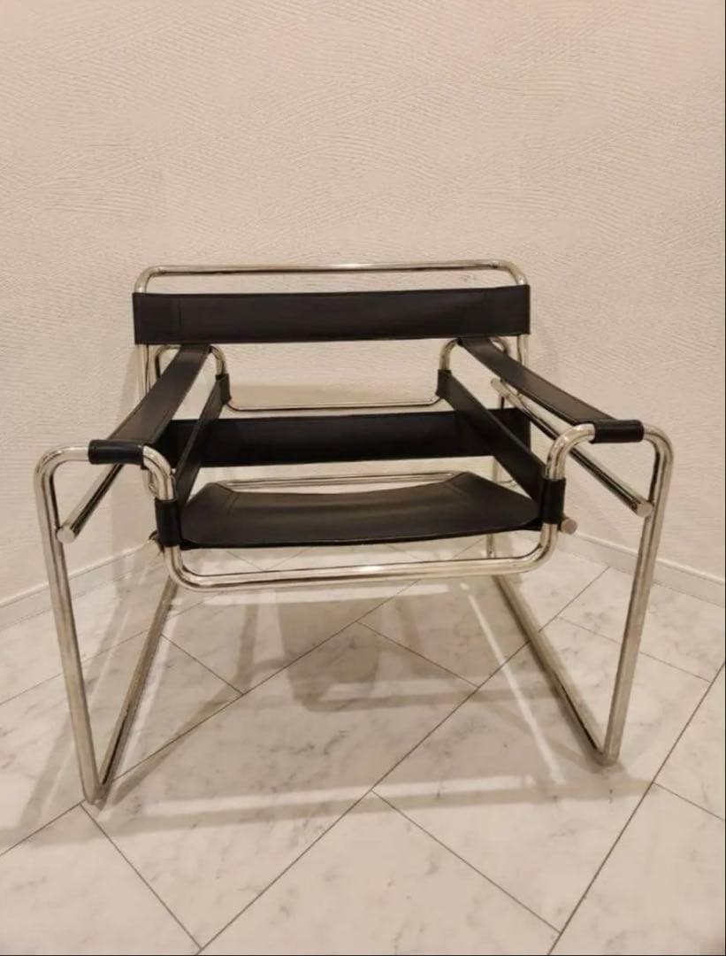 【極美品】マルセル・ブロイヤー/ワシリーチェア/スチールパイプ椅子/合皮