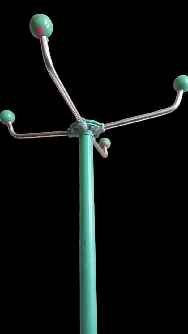 昭和レトロ　KANEKO 緑色 アイアンスチール回転ポールハンガー