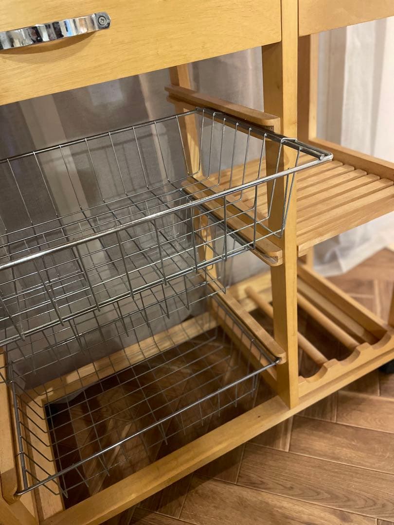 キャトルセゾン キッチンワゴン 木製 キャスター付き