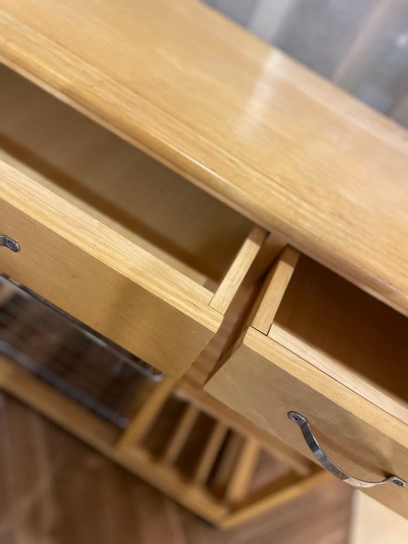 キャトルセゾン キッチンワゴン 木製 キャスター付き