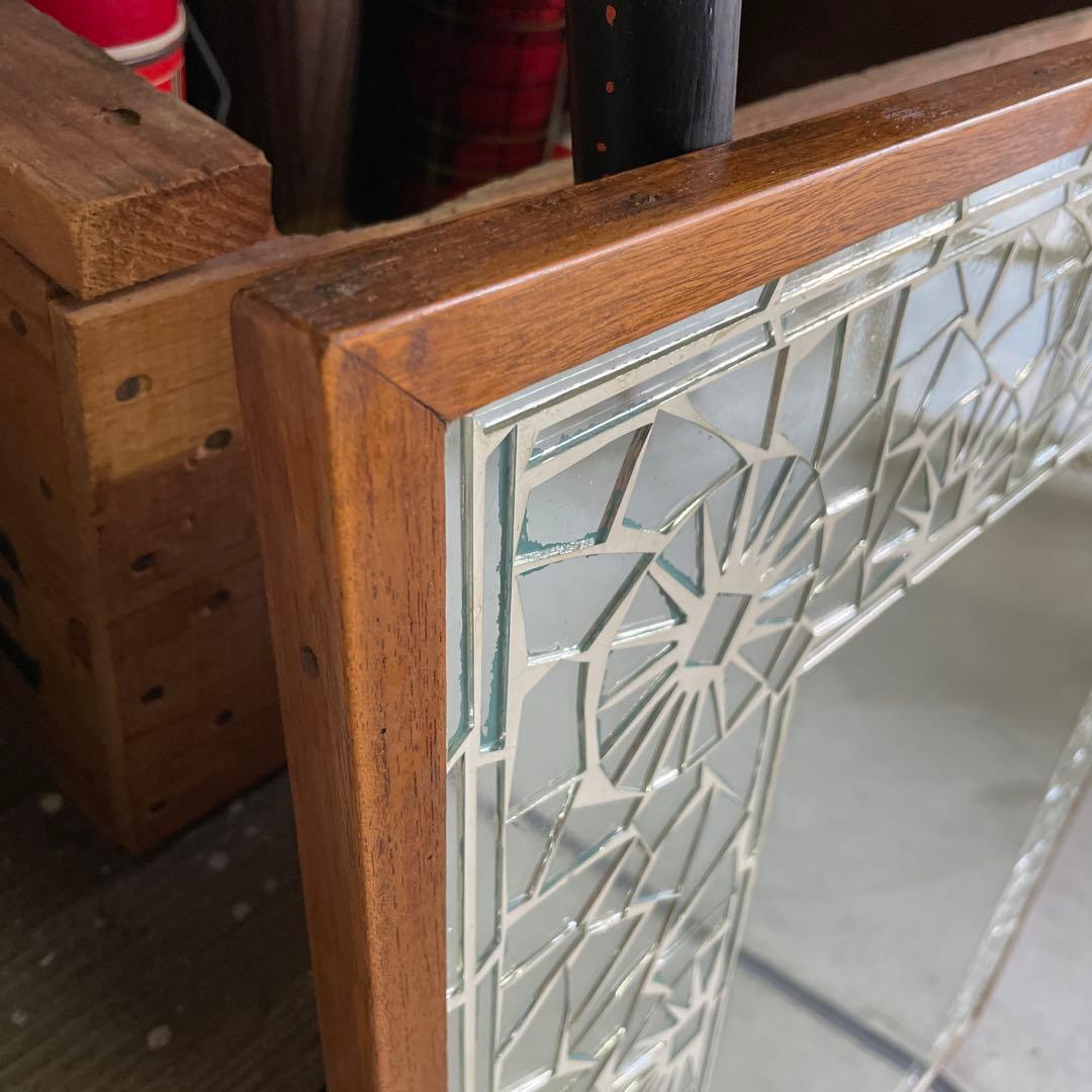 【まるこ⭐︎】デザイン ウッドミラー 壁掛け 鏡 姿見 蚤の市 レトロ