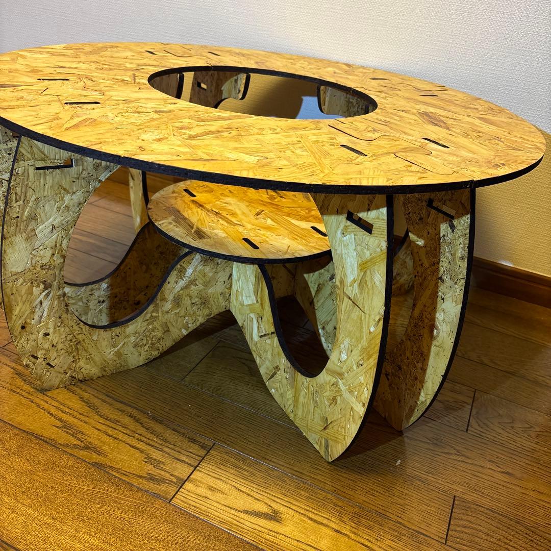 OSBボード 円形テーブル 約75cm ドーナツ テーブル✨