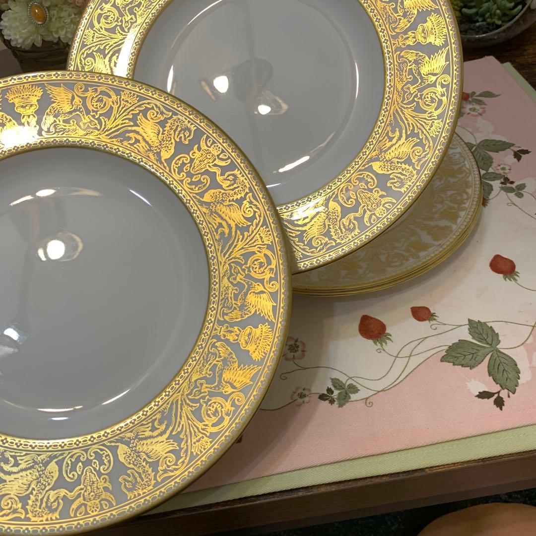 ウェッジウッド ゴールド　フロレンティーン　20.5cmデザートプレート　5枚