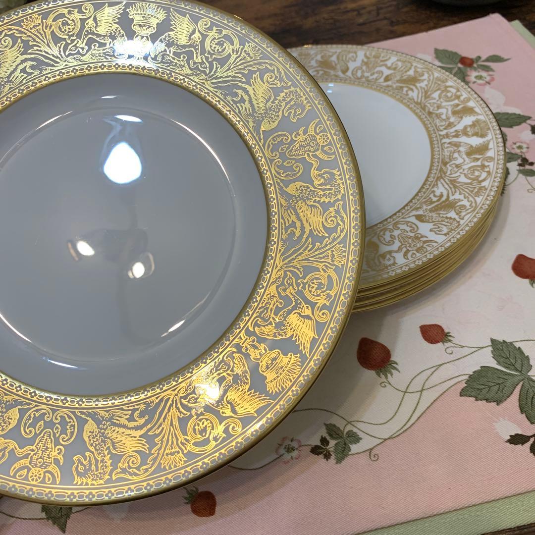 ウェッジウッド ゴールド　フロレンティーン　20.5cmデザートプレート　5枚