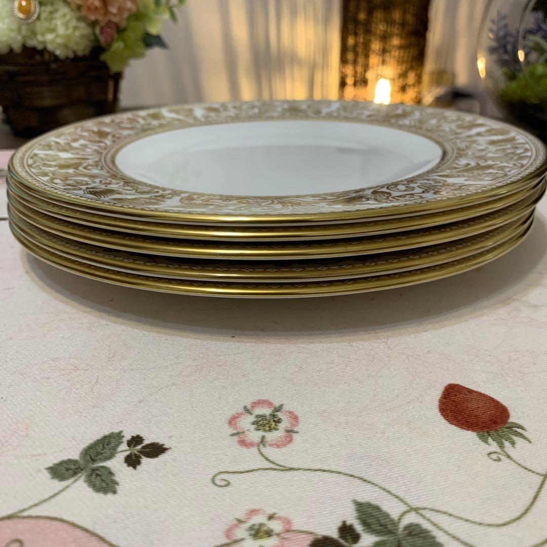 ウェッジウッド ゴールド　フロレンティーン　20.5cmデザートプレート　5枚