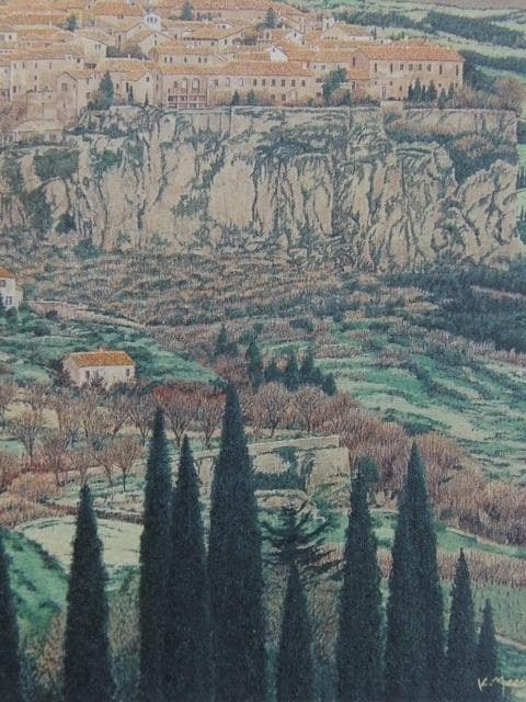 茂木紘一、【丘の街 オリヴィエート】、希少な大判額装用画集より