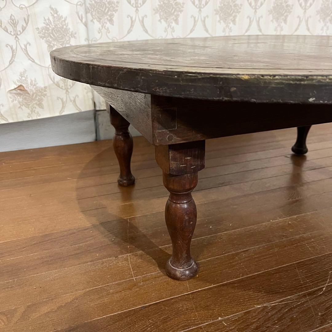 【アンティーク】昭和レトロ 木製 ろくろ脚 折り畳み ちゃぶ台 座卓 古家具