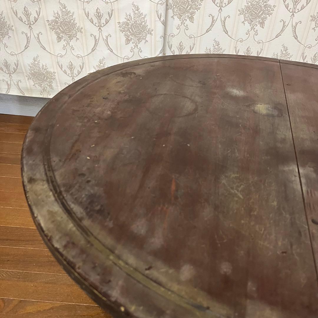 【アンティーク】昭和レトロ 木製 ろくろ脚 折り畳み ちゃぶ台 座卓 古家具