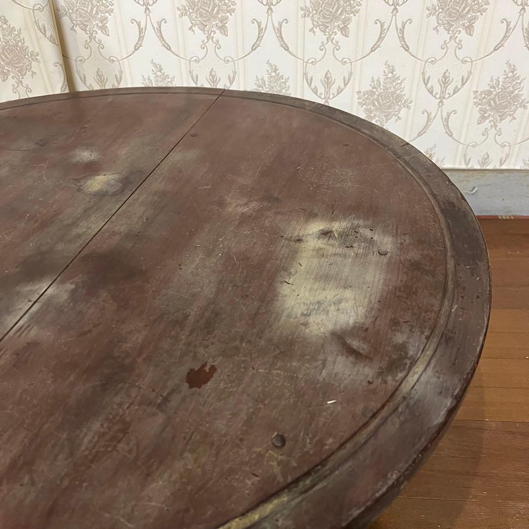 【アンティーク】昭和レトロ 木製 ろくろ脚 折り畳み ちゃぶ台 座卓 古家具