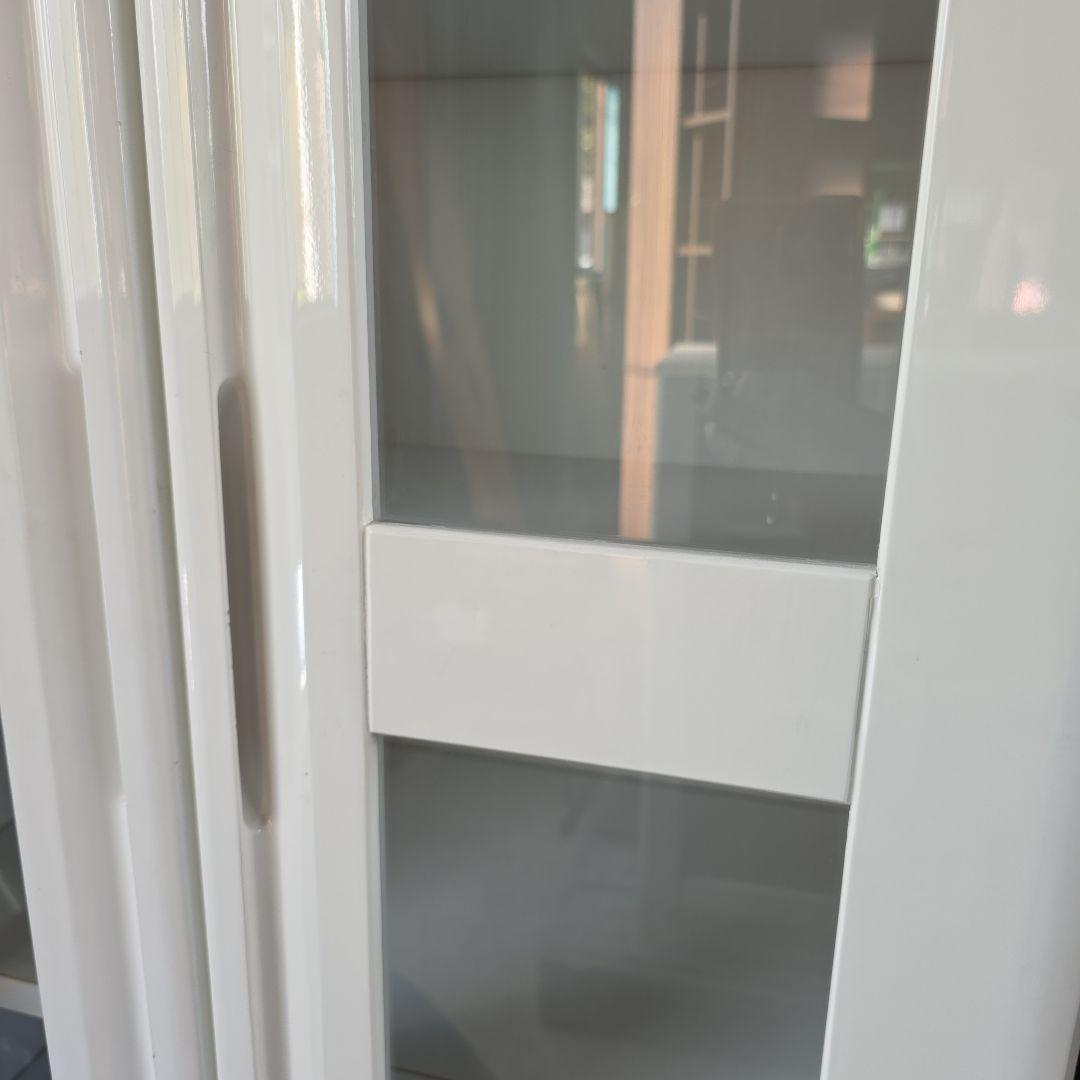 日本製 ガラス扉付き 大型食器棚 キャビネット ホワイト