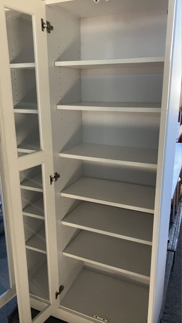 日本製 ガラス扉付き 大型食器棚 キャビネット ホワイト