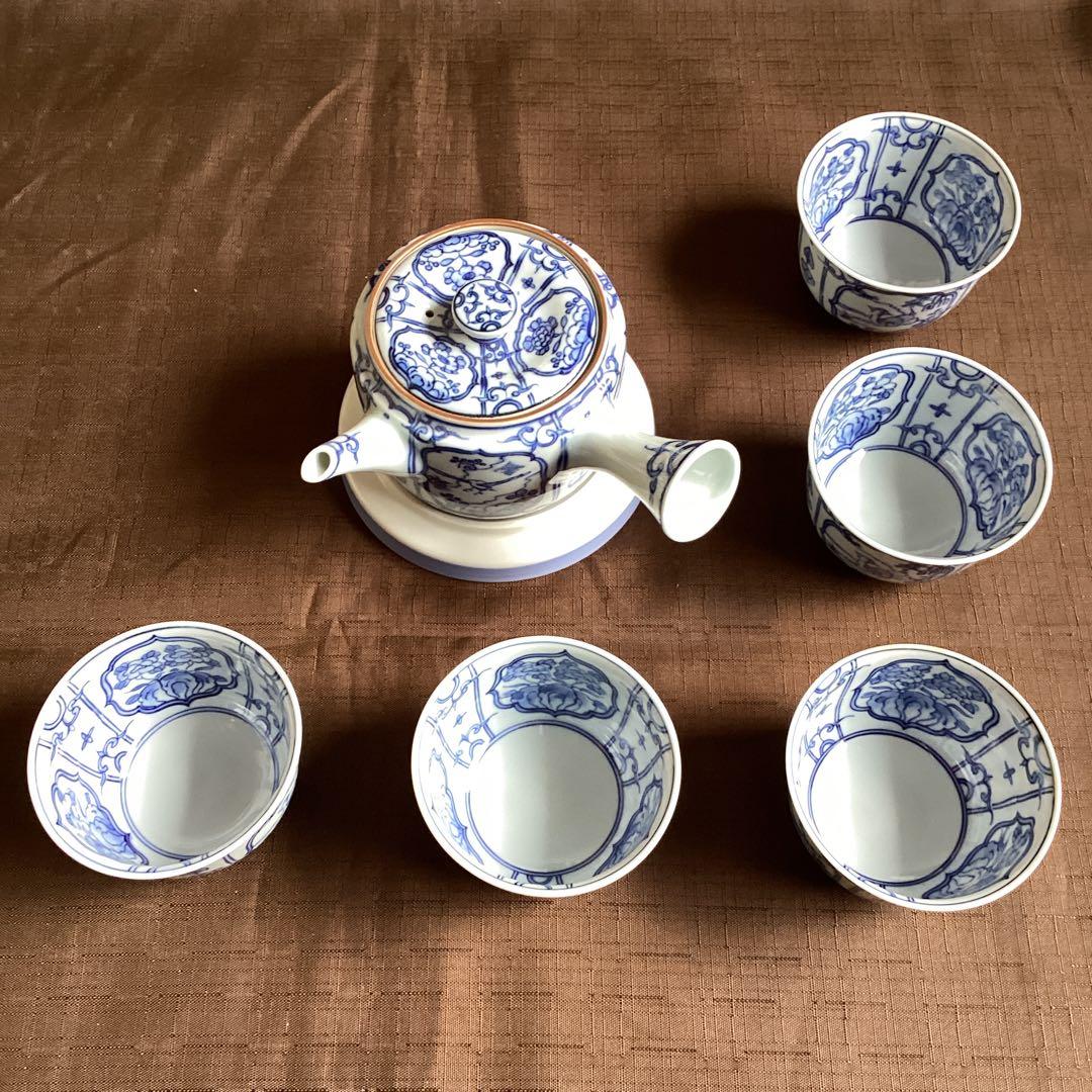 清水焼 　お値下げ中‼️ 急須と湯呑み五客セット(竹峰窯)