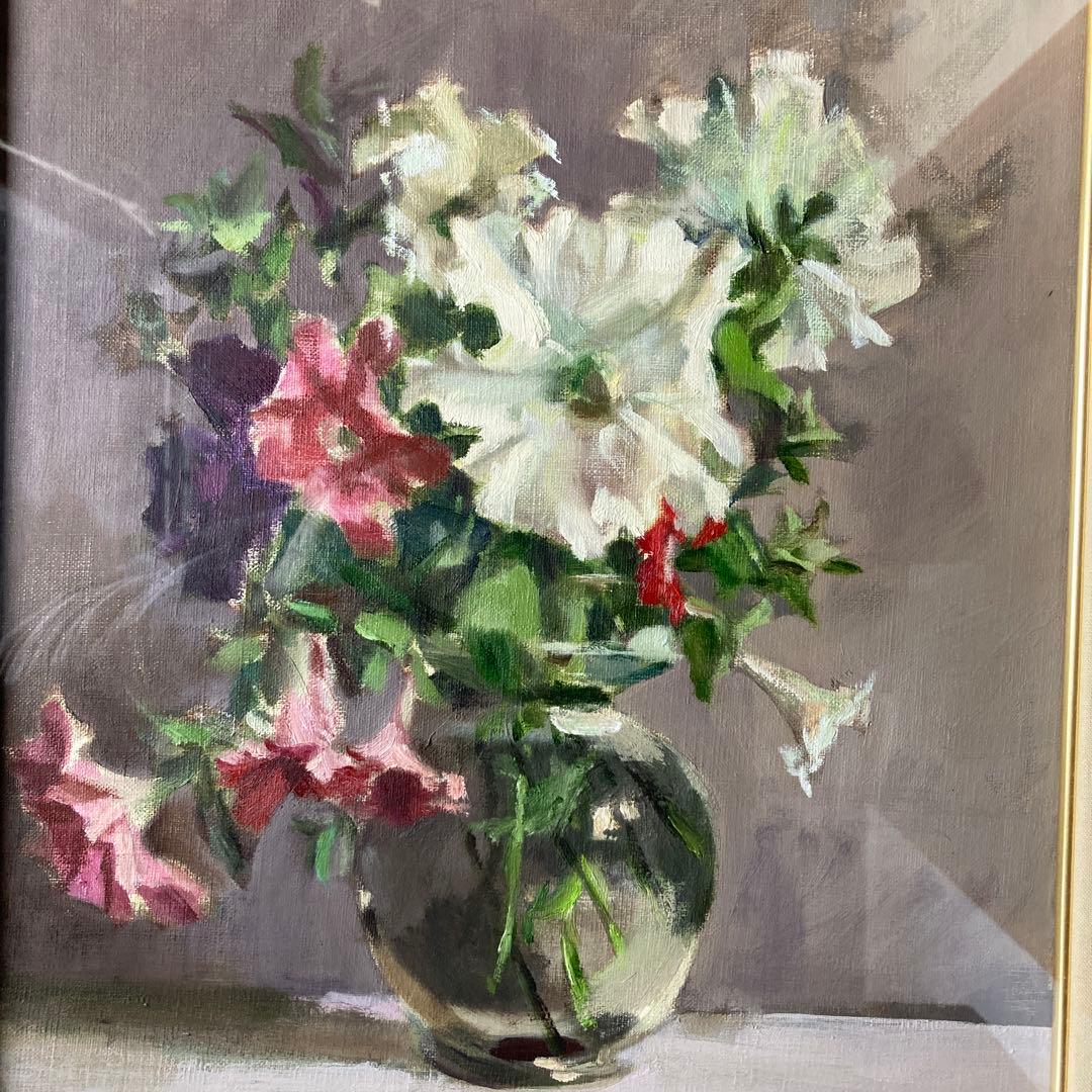 作者不詳　花　 6F 額57×47.5絵￼41×32cm 高級額