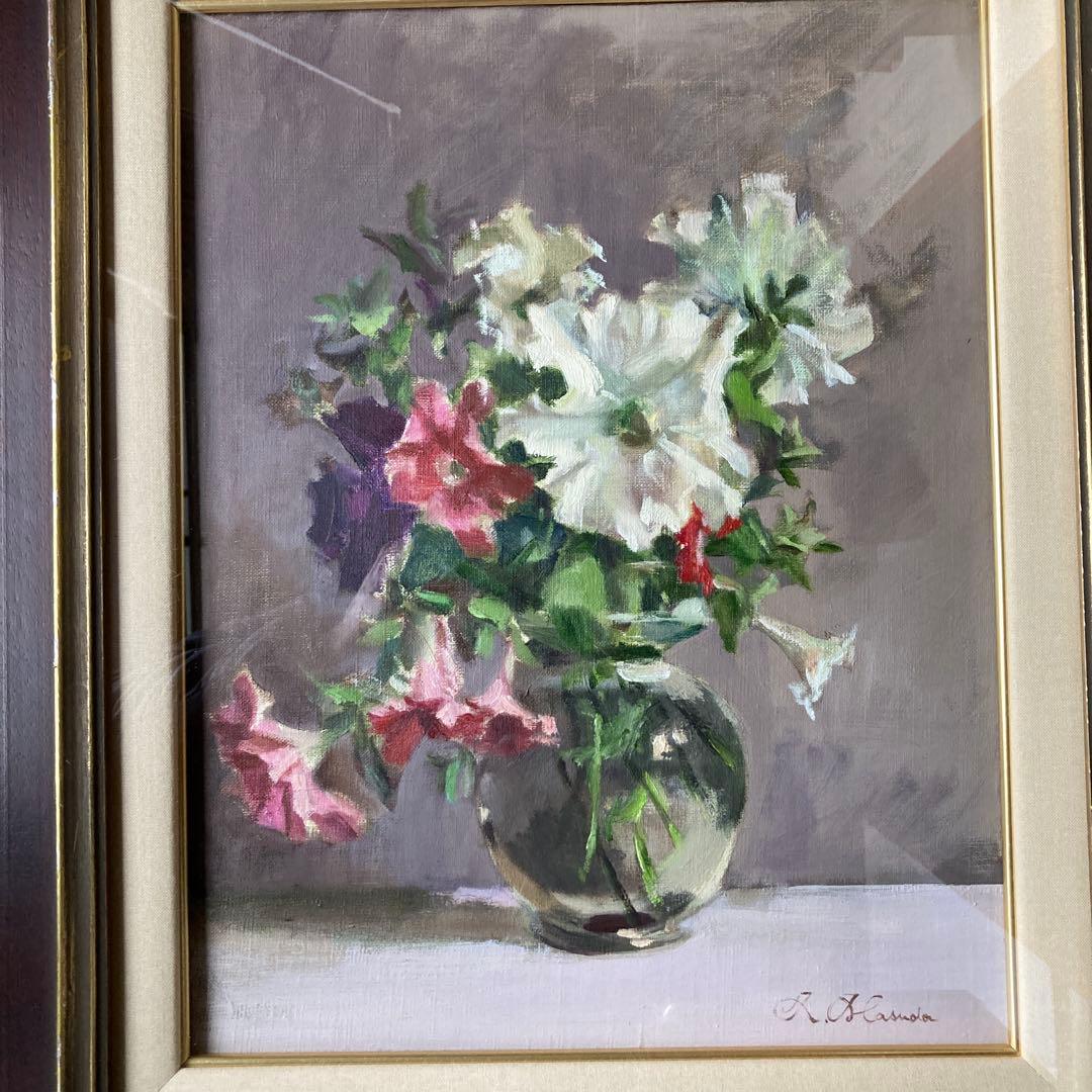 作者不詳　花　 6F 額57×47.5絵￼41×32cm 高級額