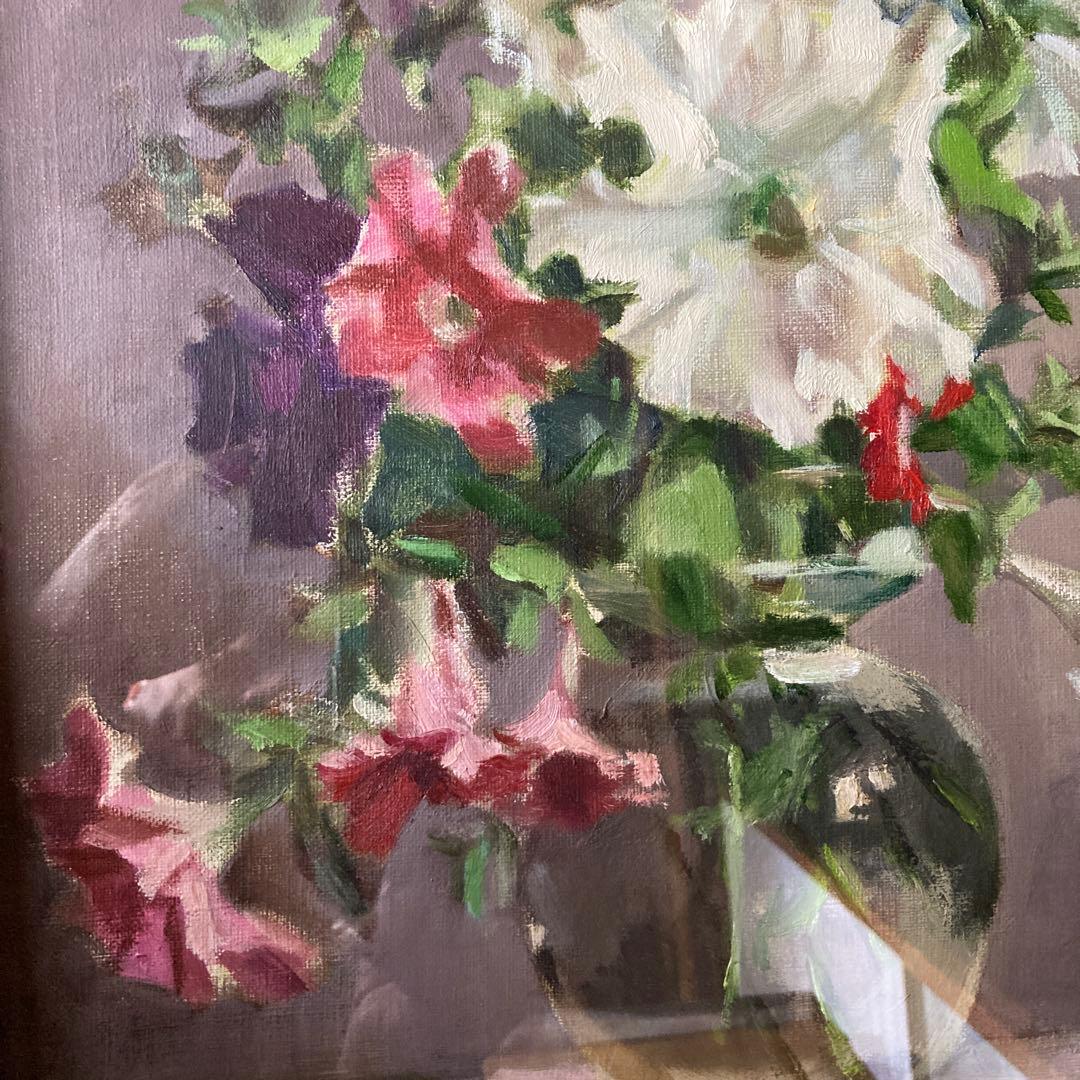 作者不詳　花　 6F 額57×47.5絵￼41×32cm 高級額