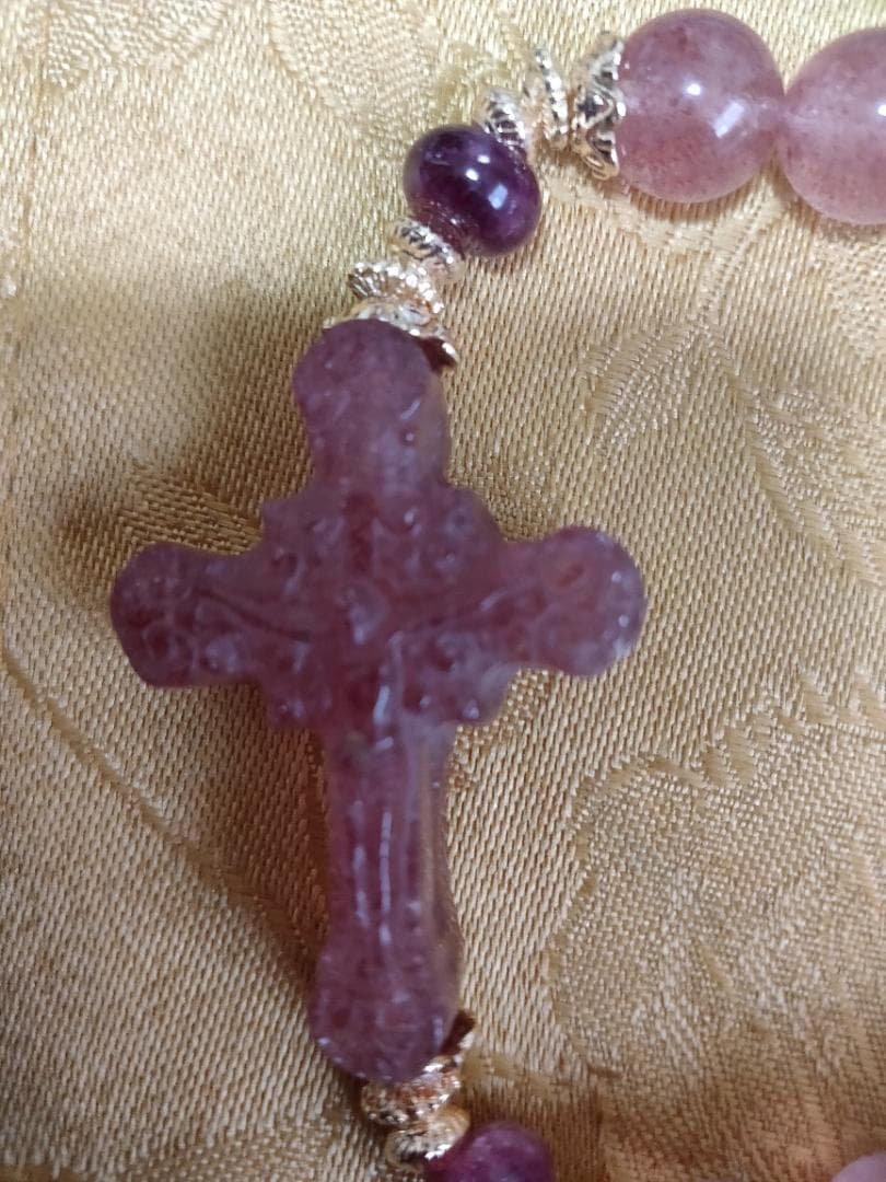 ストロベリークォーツ/クロスブレスレット
