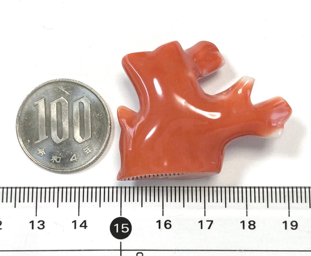 m-0918 桃珊瑚 枝 磨き済み 17.9g