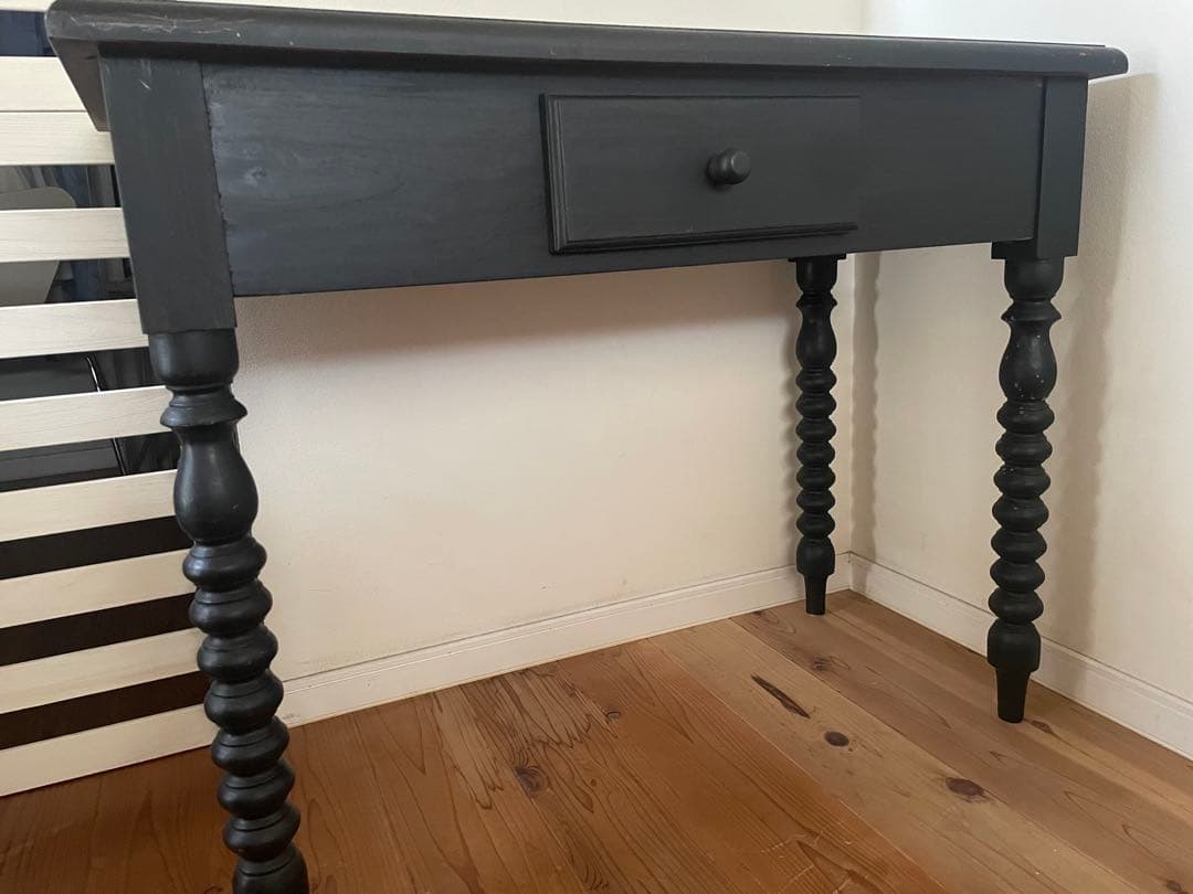 再値下げアンティーク　ボビンレッグデスク　テーブル　マットブラック