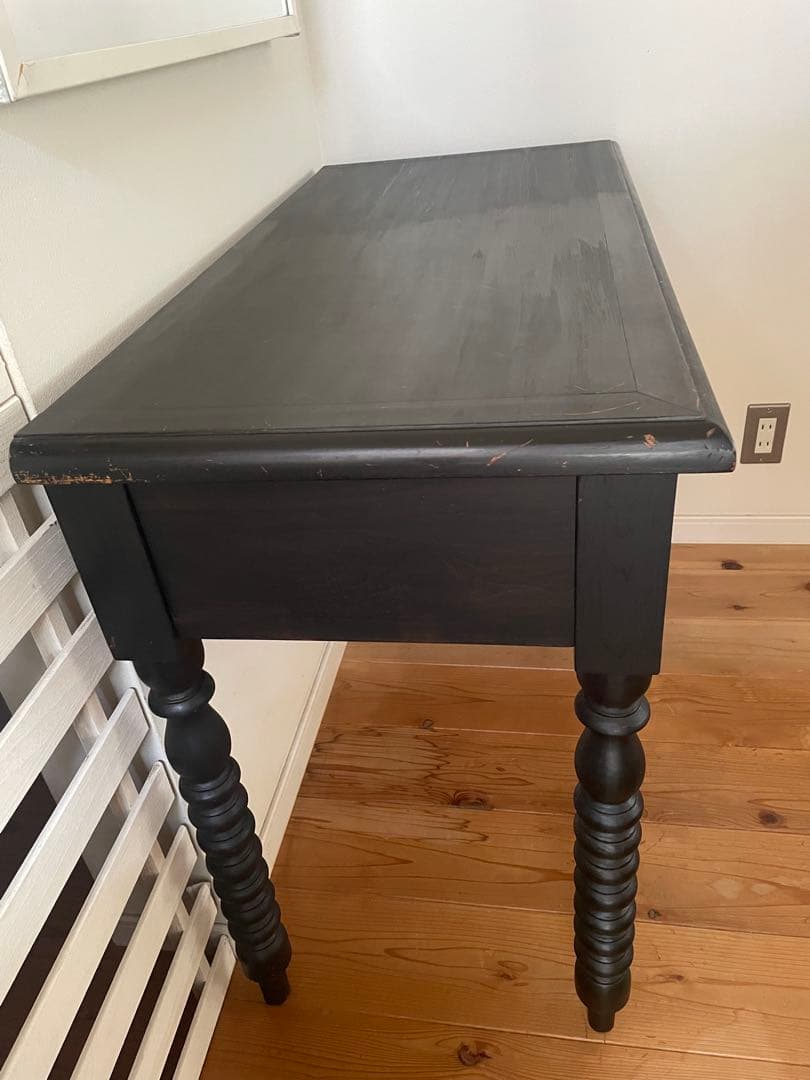 再値下げアンティーク　ボビンレッグデスク　テーブル　マットブラック