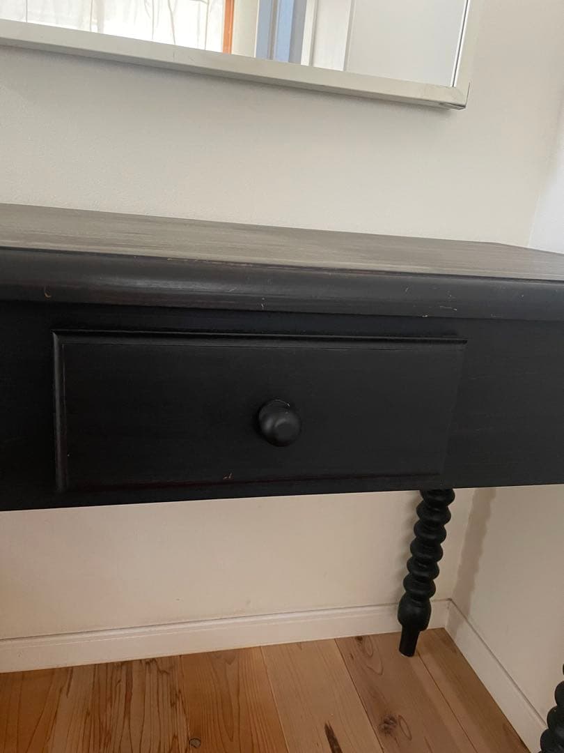 再値下げアンティーク　ボビンレッグデスク　テーブル　マットブラック