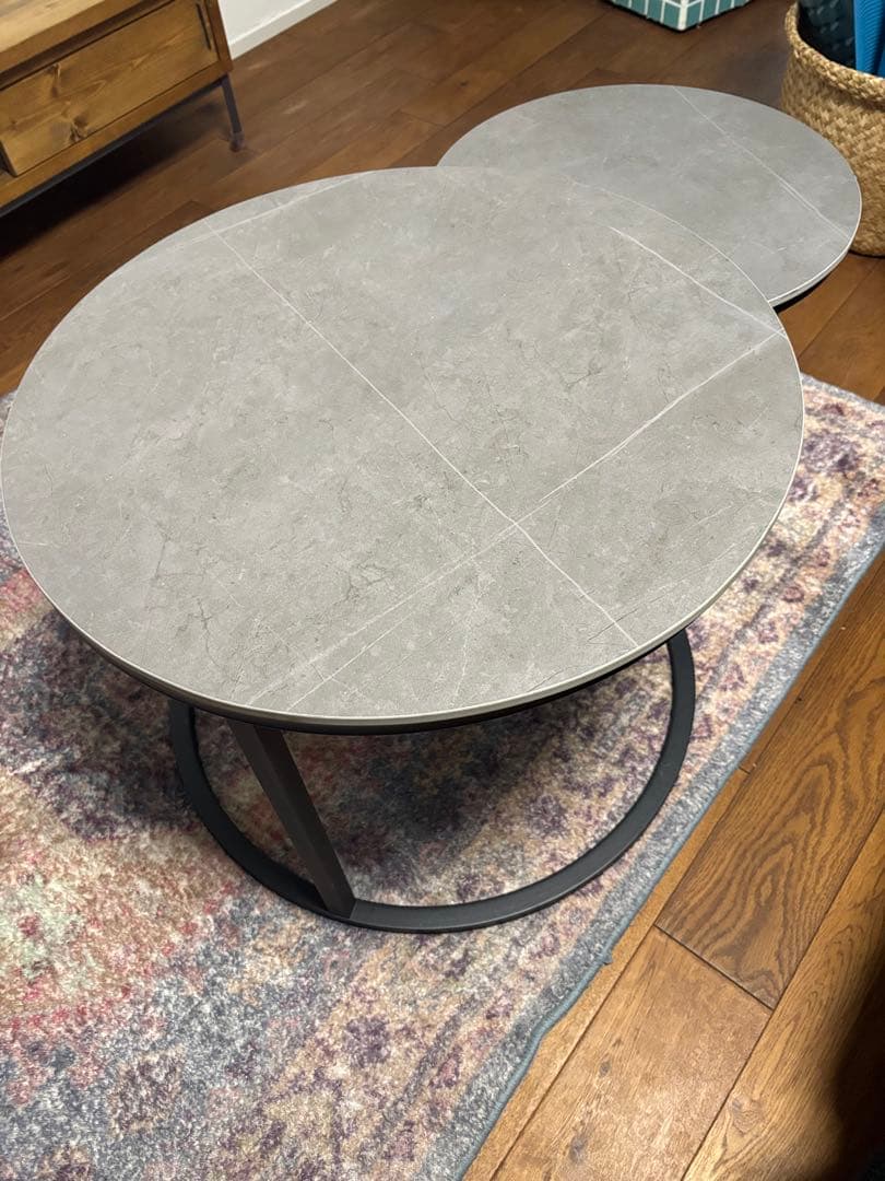 グレー センターテーブル 二個テーブル