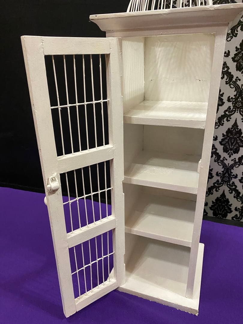 希少 ヴィンテージ♦️フレンチシャビー♦️鳥籠型　お洒落　収納棚♦️白家具♦️送料込