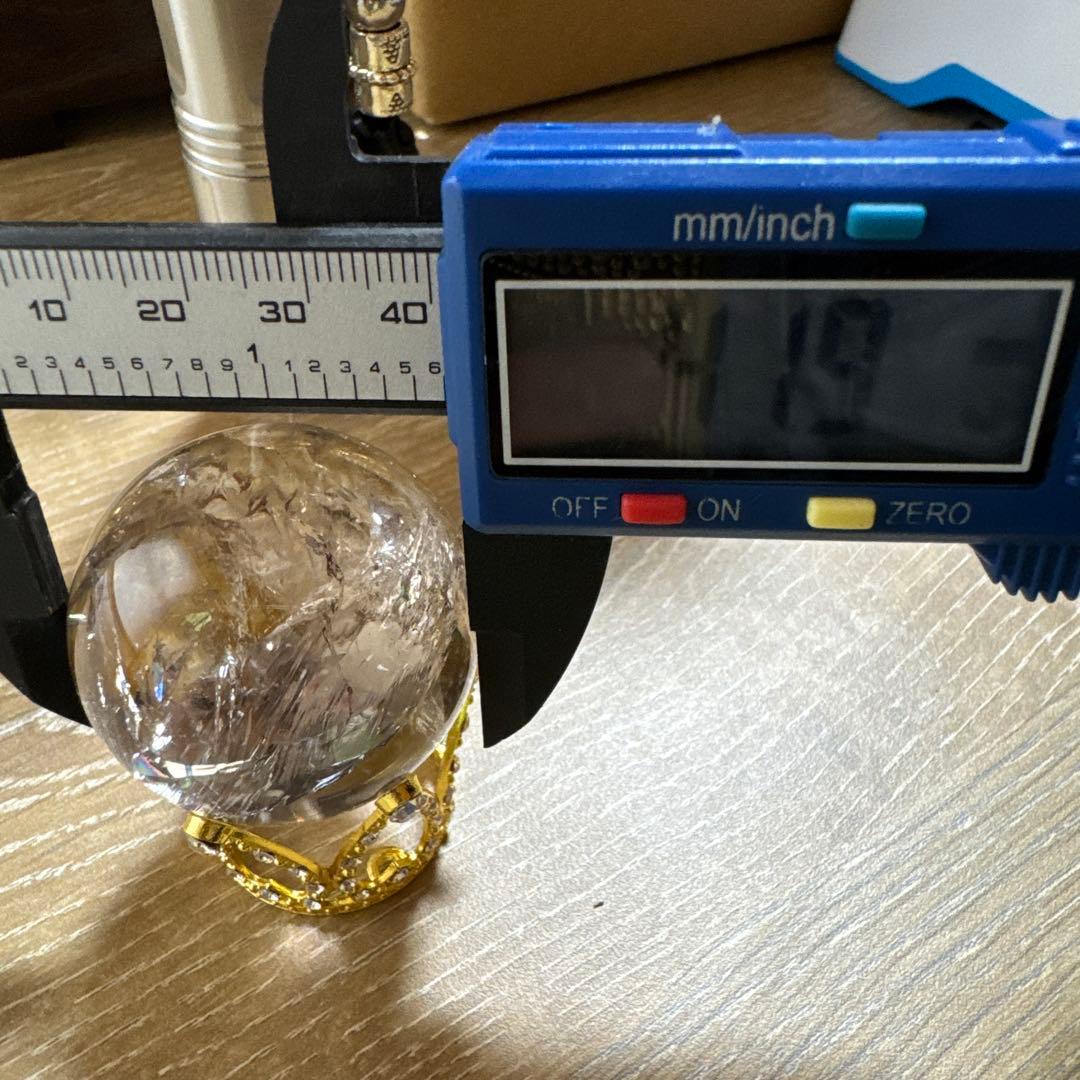 【高品質】スモーキークォーツスフィア　丸玉　透明感、虹あり