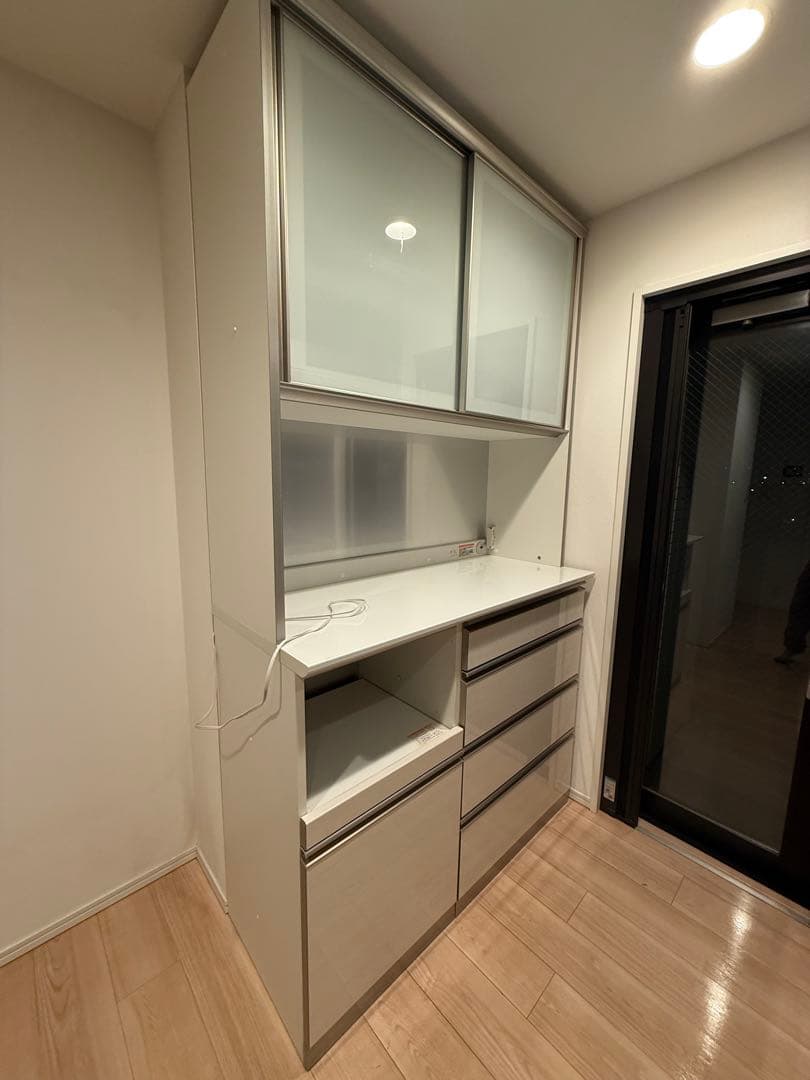 ホワイト 食器棚 ガラス扉 収納　綾野　Ayano 120cm 高さ217cm