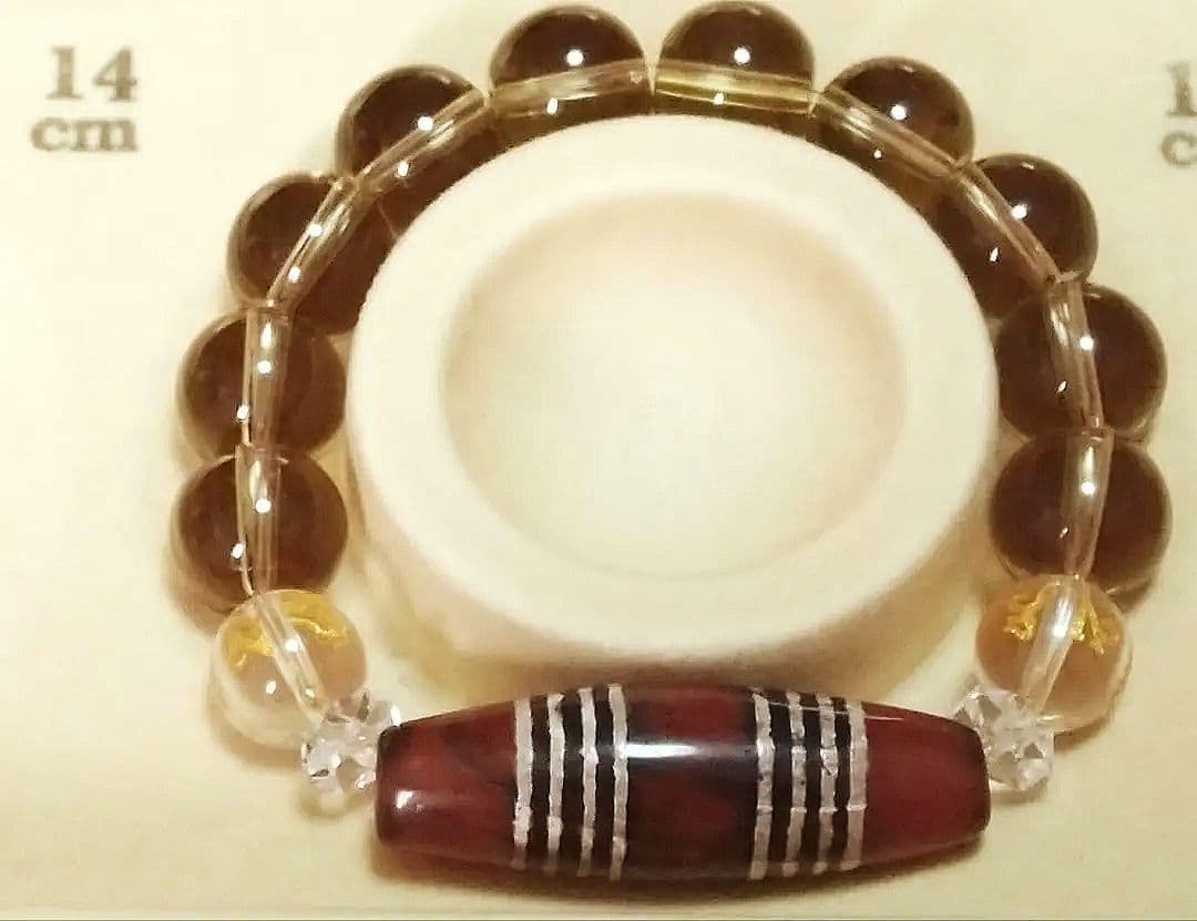 【希少 天珠】三色八線天珠 良質紅玉 ブレス ※サイズ変更OK dzibeads