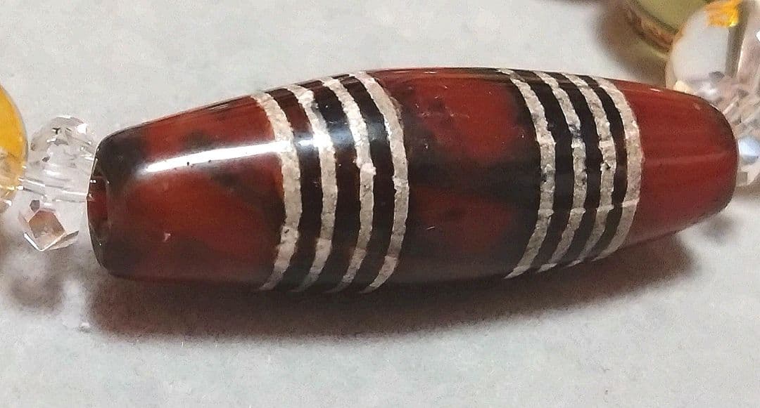 【希少 天珠】三色八線天珠 良質紅玉 ブレス ※サイズ変更OK dzibeads