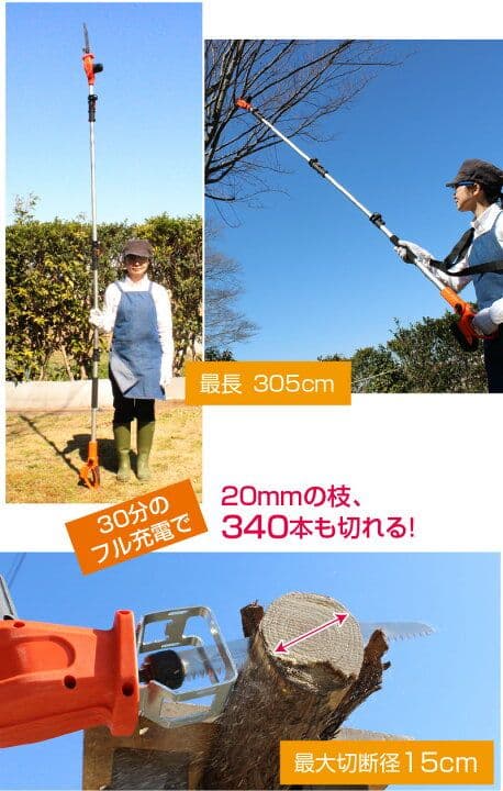 ヤードフォース　3mコードレス高枝のこぎり　LS C21P-JP
