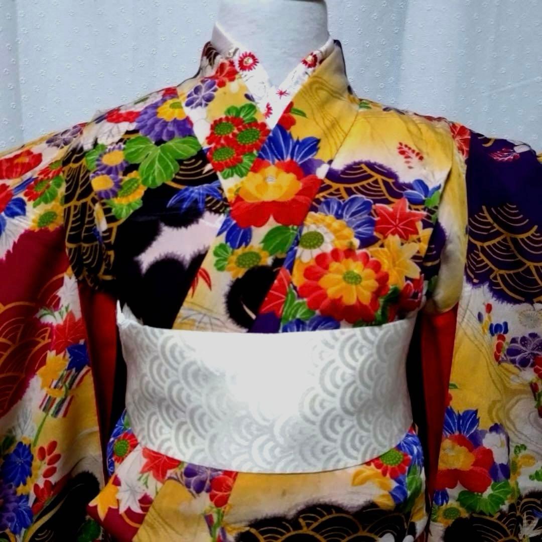 七五三　小さめ7歳　アンティーク着物　長襦袢付き　18ー9