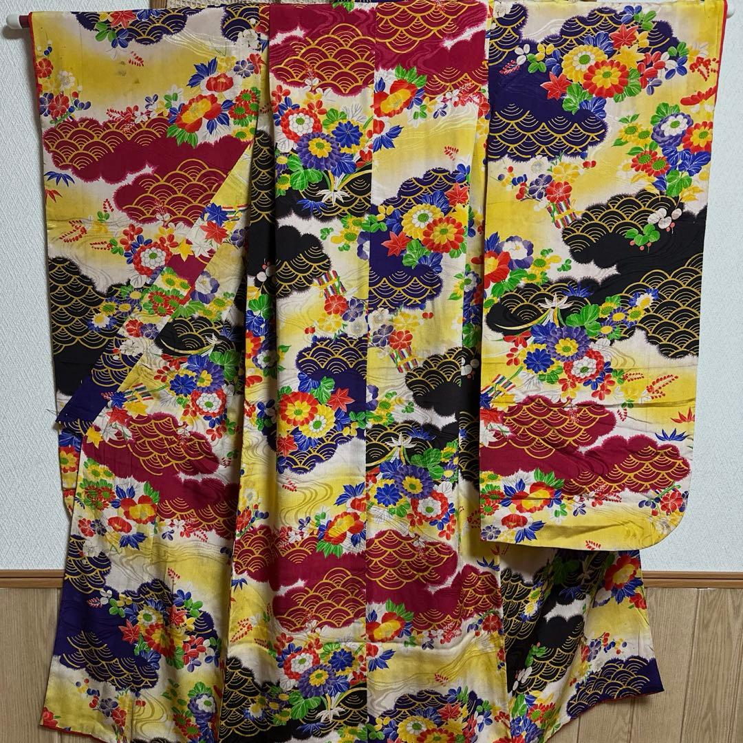 七五三　小さめ7歳　アンティーク着物　長襦袢付き　18ー9