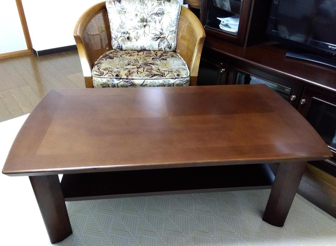 センターテーブル ドイツ ビーチ材 美品 ブラウン 横幅105cm 高さ41cm