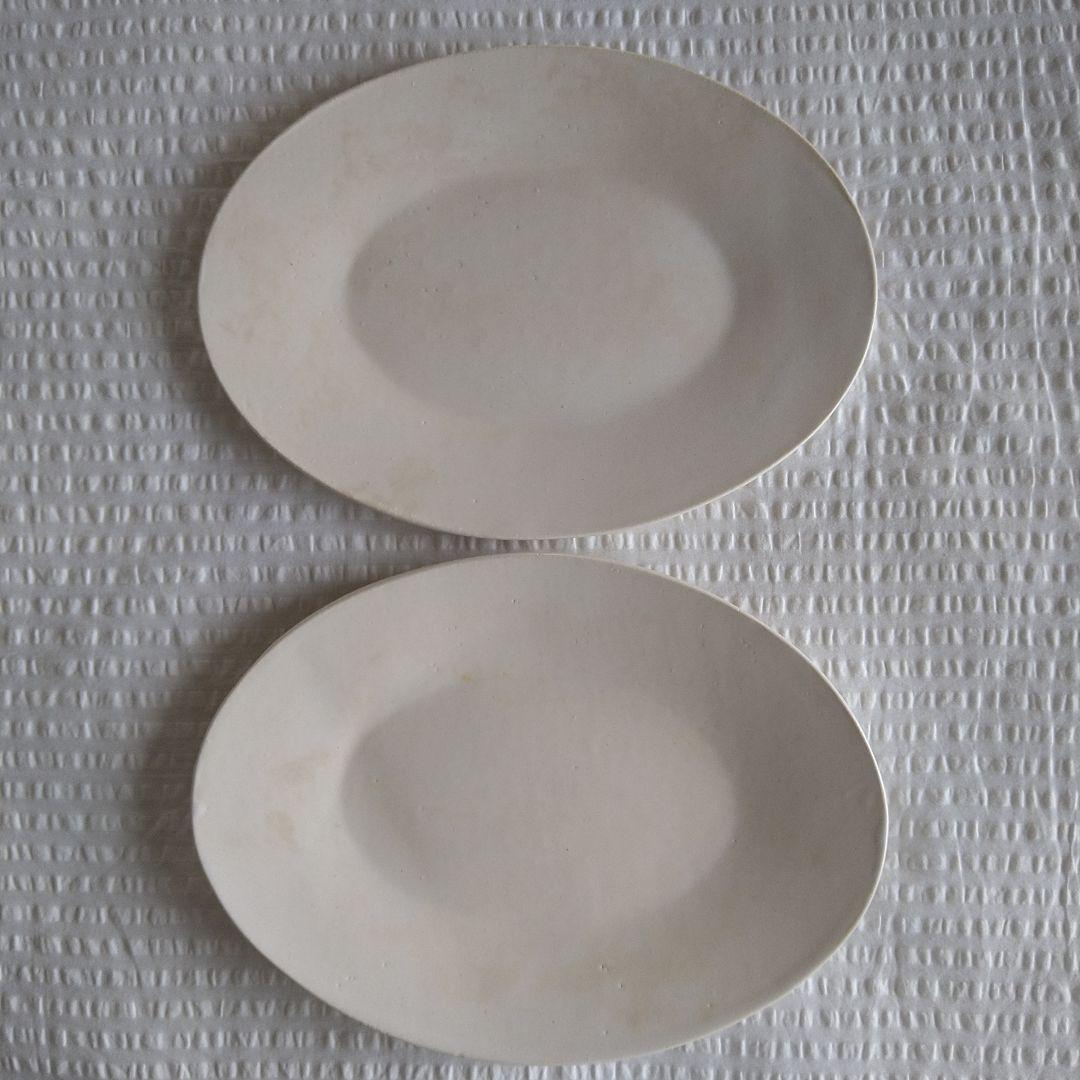 眞砂眞砂子 さん/オーバルリムプレート L(29.5cm) 白マット×2枚セット