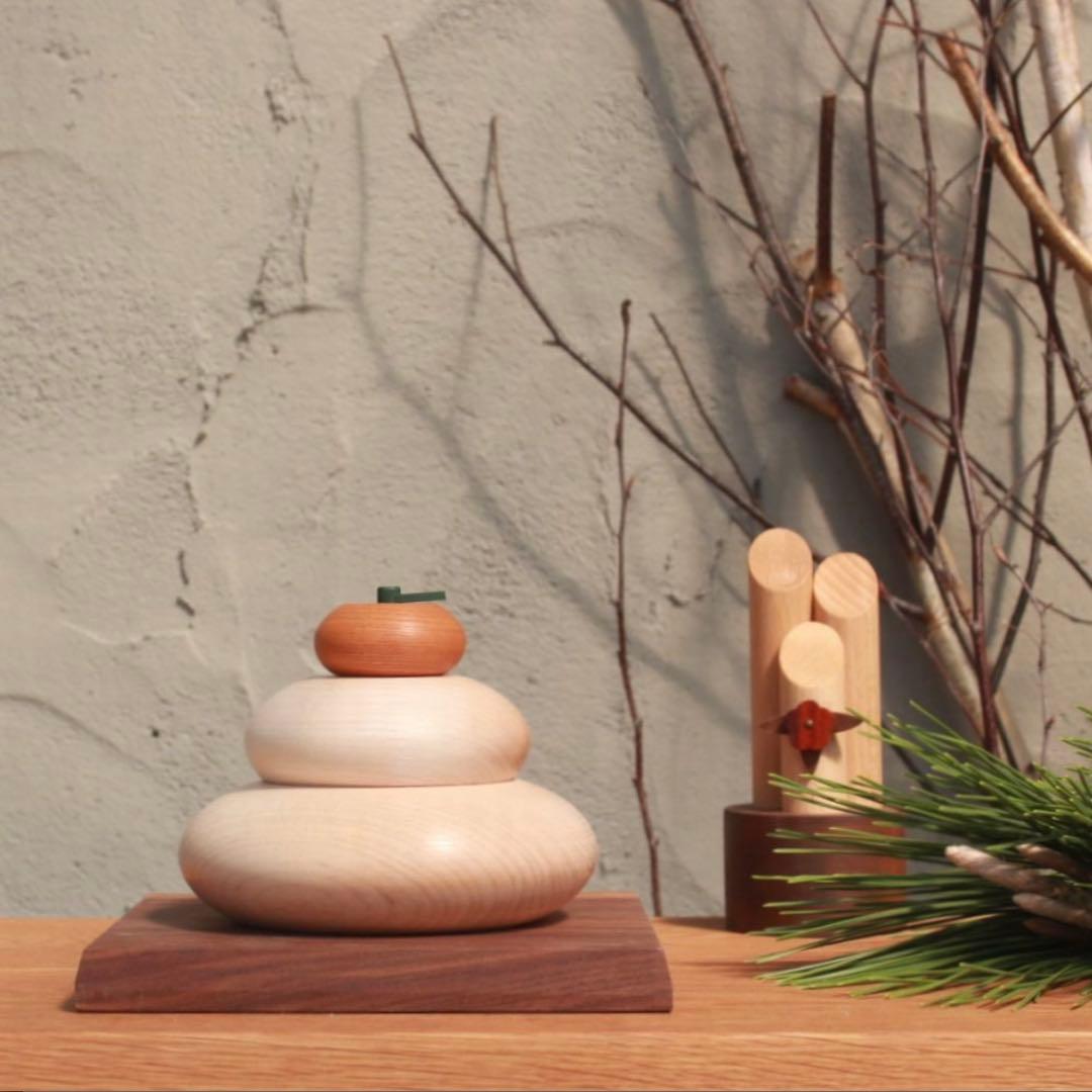鏡餅 木製 飾り 鏡もち おしゃれ シンプル ナチュラル オブジェ 正月