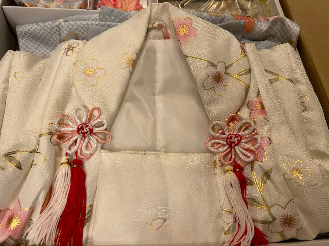 京越卸屋　七五三　3歳　着物　被布セット　くすみカラー　水色　淡青の風雅