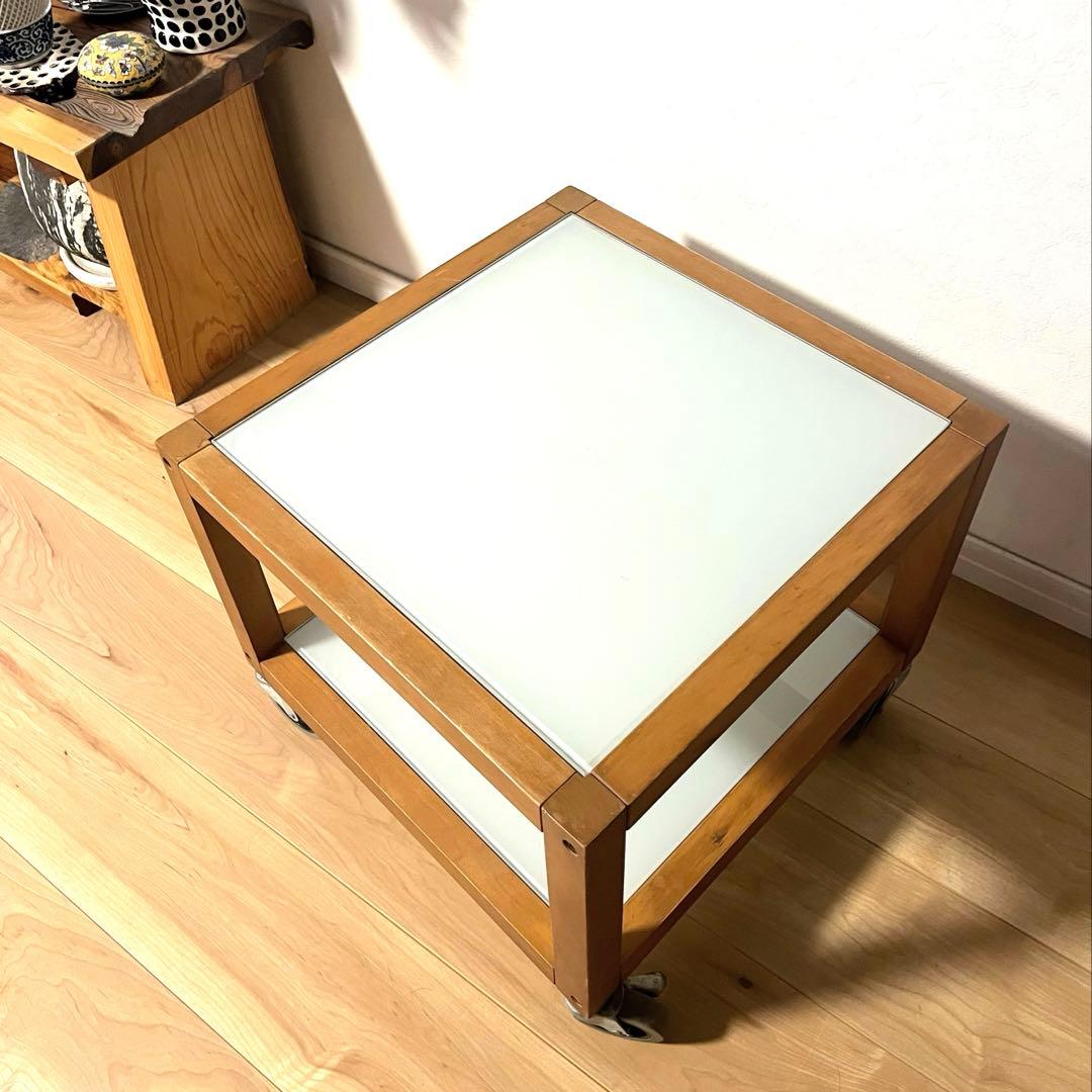 【ヴィンテージ】無印良品　希少　ガラステーブル　　キャスター付き　Vintage