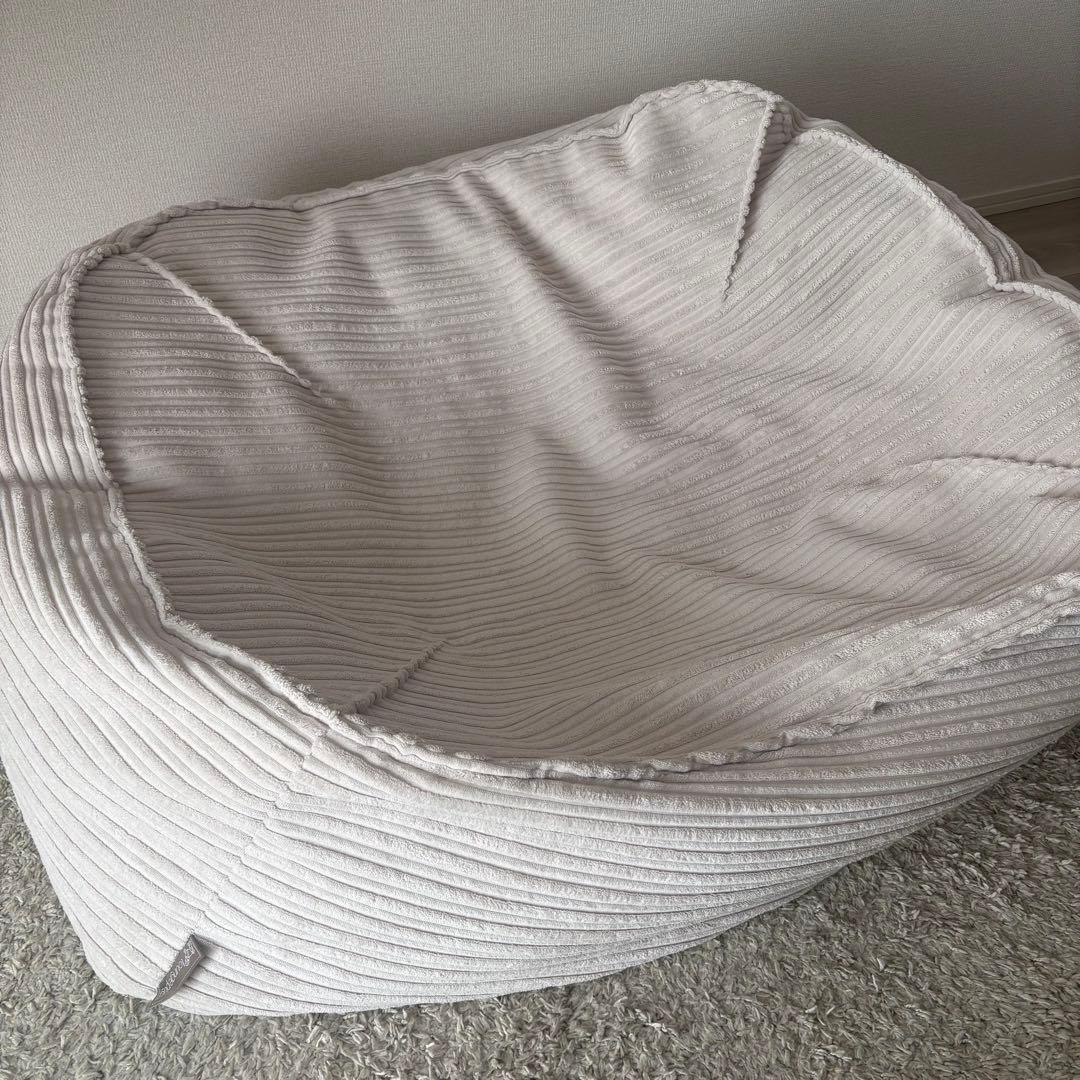 【美品】lounge pug のんびりビーズクッションチェア　アイボリー