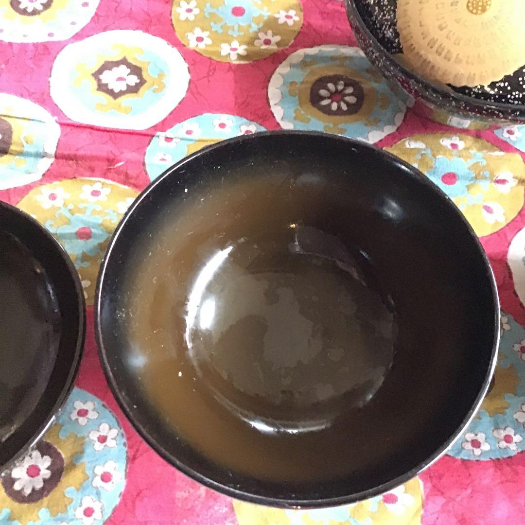 骨董　古民具　お椀　漆器　金蒔絵　鶴