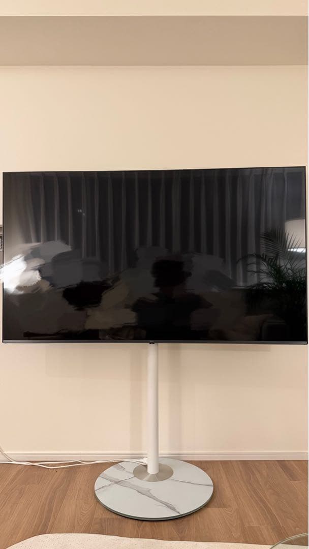 CAGUUU スタイリッシュテレビスタンド 大理石柄 マーブル柄