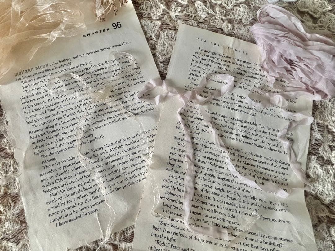 くしゅくしゅリボン　シルク混　オーガンジー　紅茶染め　計20m