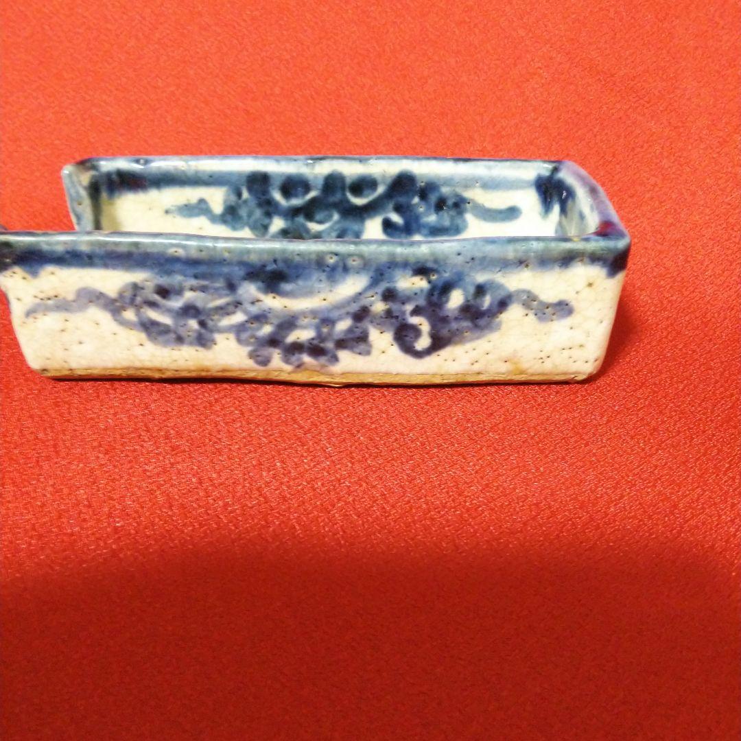 明治時代 レンゲ置き 山水絵柄